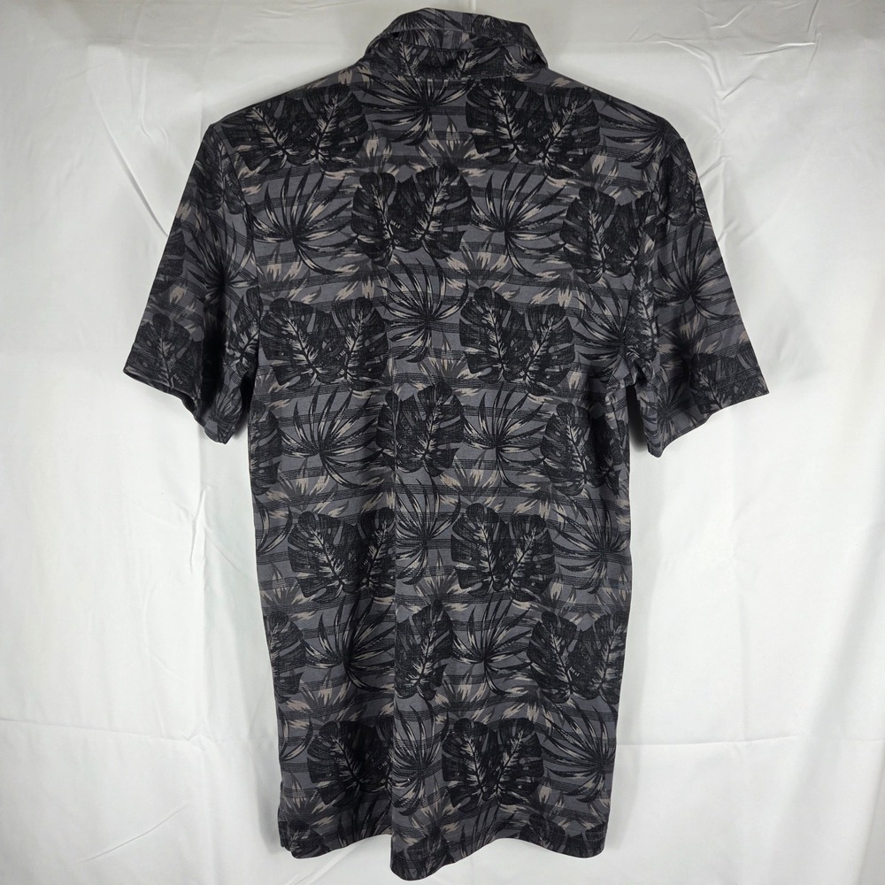 Travis Mathew Mens Small Grey Black Tropical Leaf Stripe Short‎ Sleeve Golf Polo - Picture 3 of 7